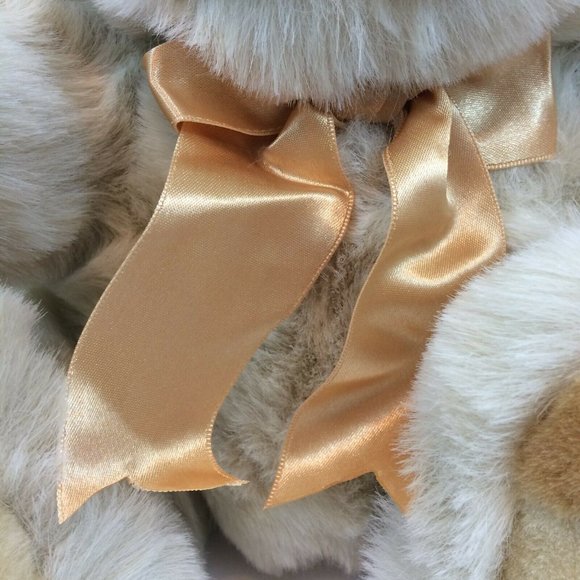 Walmart Easter Bunny Rabbit Plush Stuffed Animal Gold Bow Tan Brown 12" Toy NWT - Picture 3 of 12